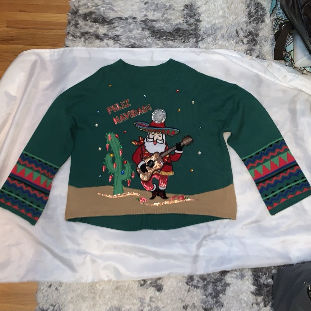 Holiday Time Feliz Navidad Christmas Ugly Sweater Women's XL(16-18) Multicolors - Picture 1 of 8